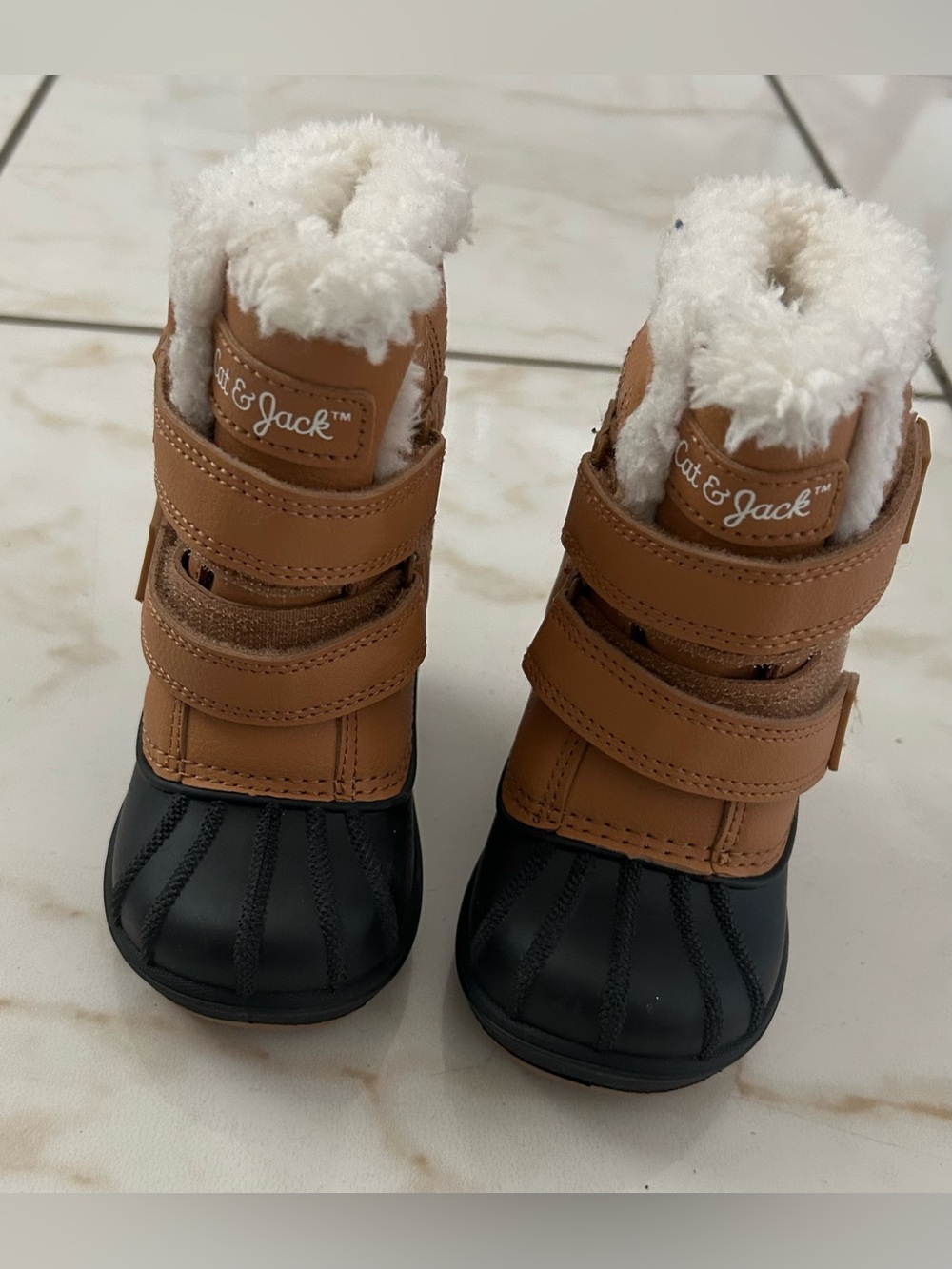 Cat & Jack Tan and Black Cozy Waterproof Toddler Boots